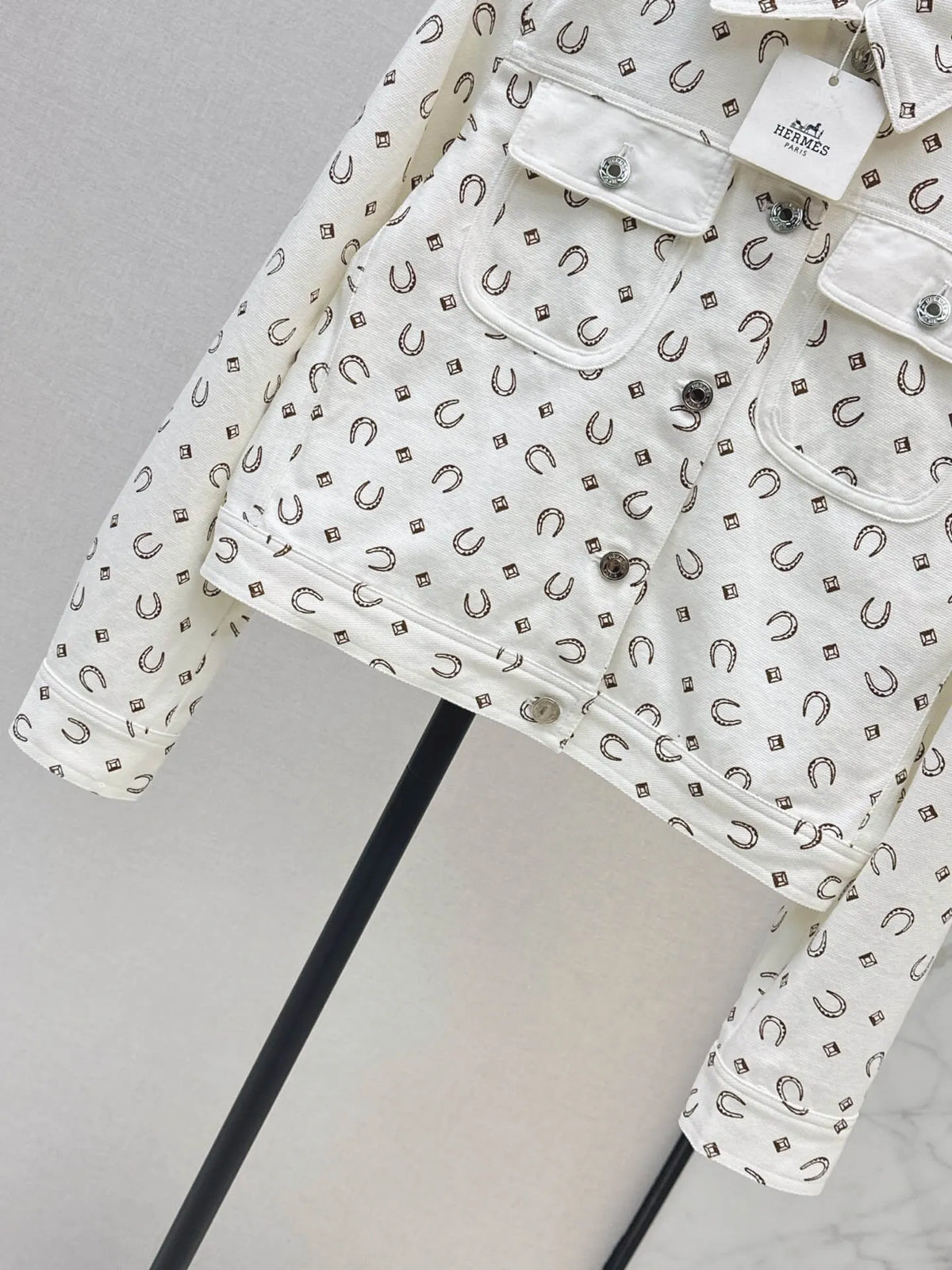 Button Front Printed Crop Jacket