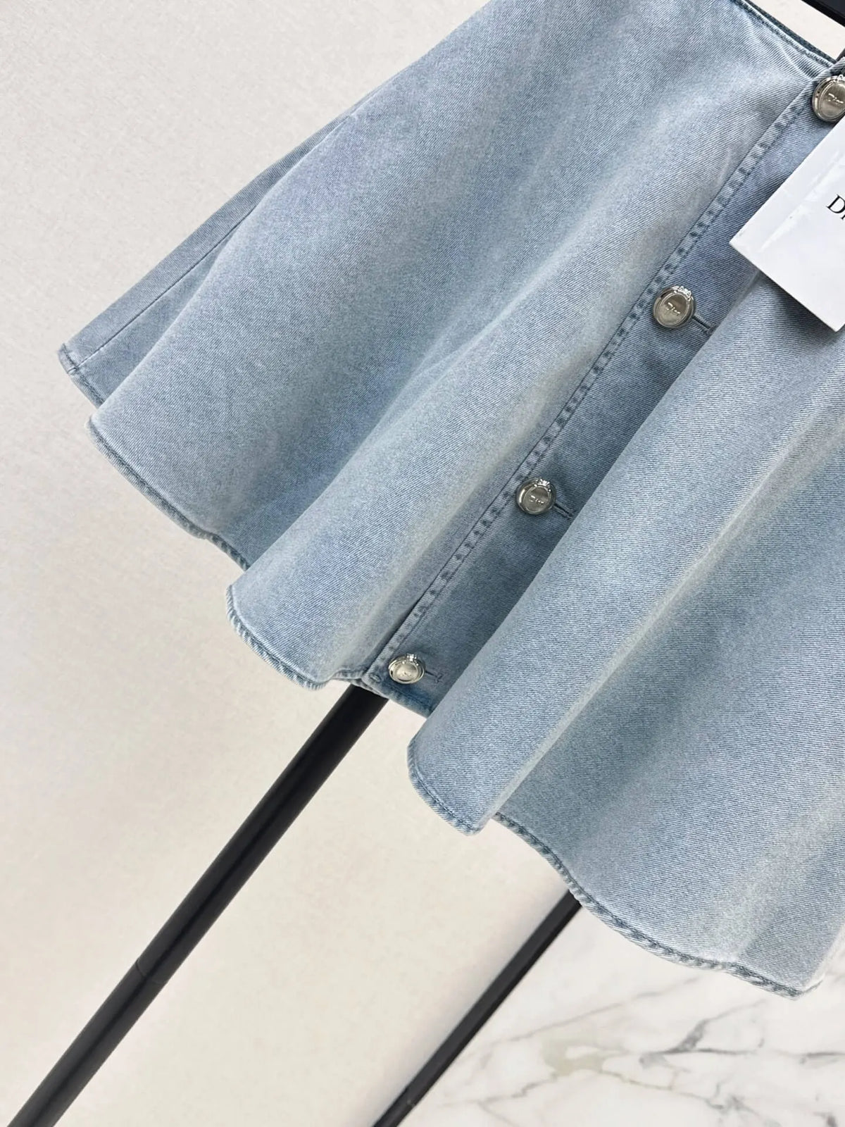 Commute Elegant Denim Jacket Skirt Set