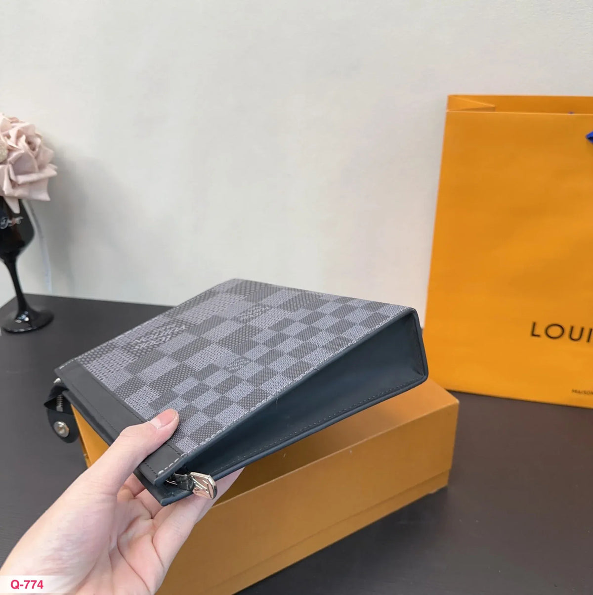 Checkerboard Patchwork Clutch Bag