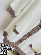 Dual Pocket Contrast Knit Cardigan