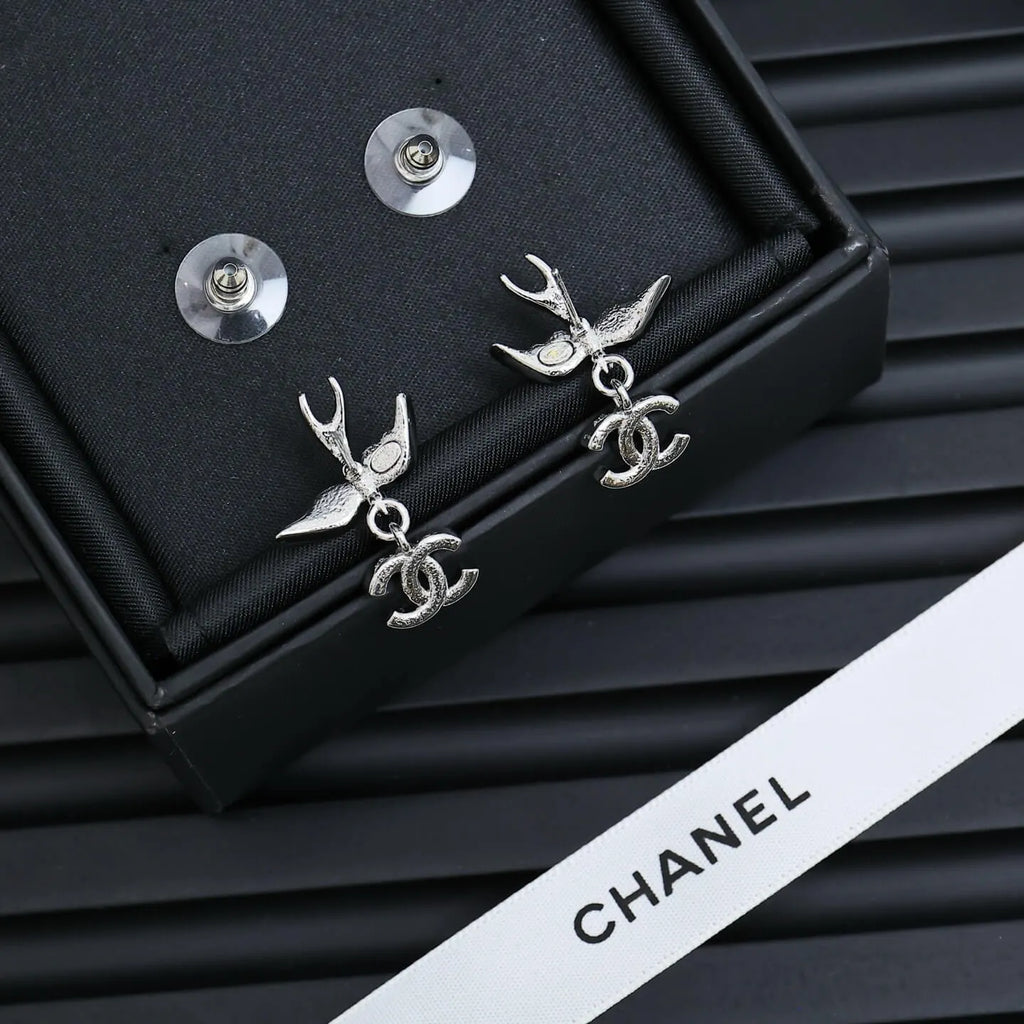 Modern Silver Swallow Earrings