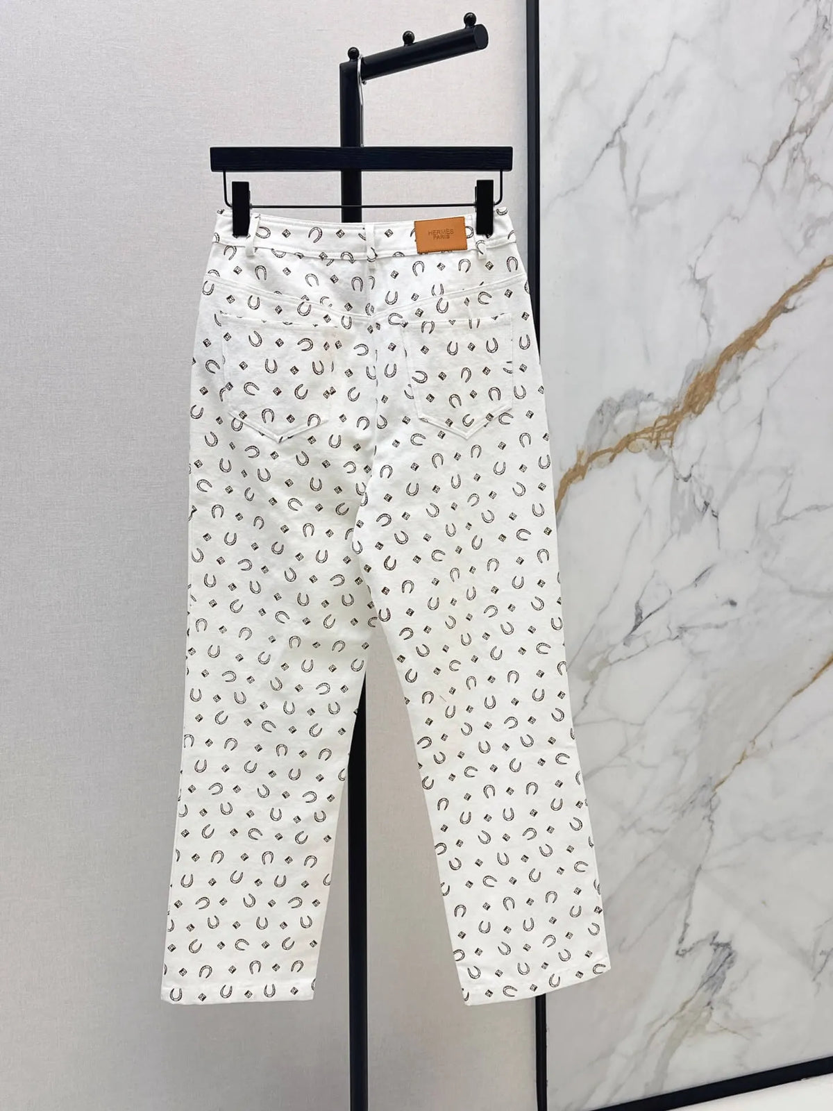 High Waist Printed Straight Jeans