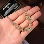 Fashionable Diamond Letter Necklace