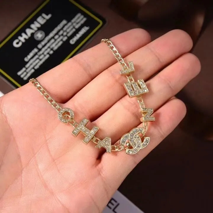 Fashionable Diamond Letter Necklace