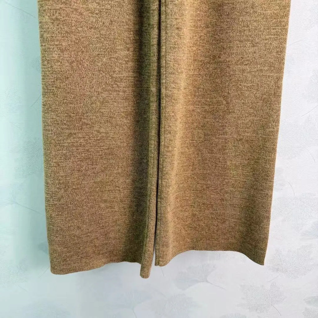 Retro Knit Vest & Wide-Leg Pants Set