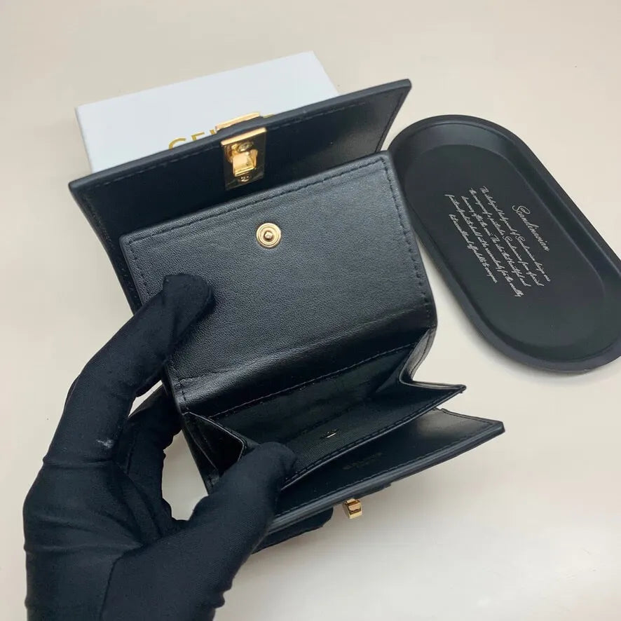 Gold-Buckle Short Wallet