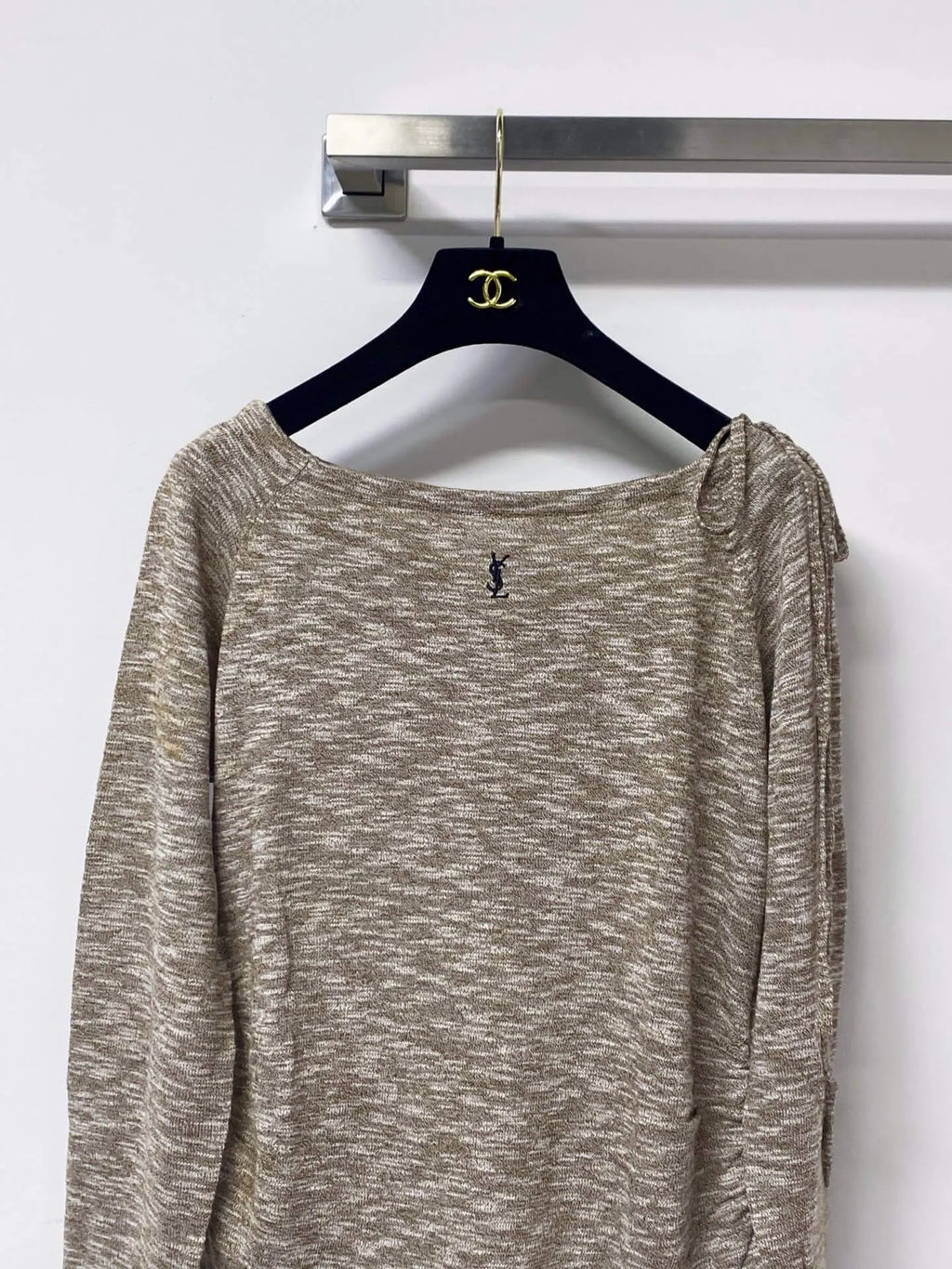 Side Drawstring Heather Knit Long Sleeve