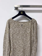 Side Drawstring Heather Knit Long Sleeve