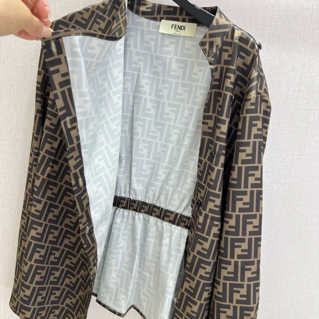 Self Belt Monogram Long Sleeve Shirt