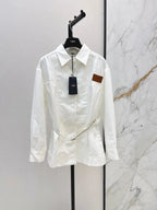 White Belted Collared Shirt