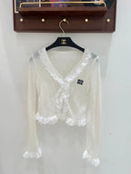 Embroidery Slim Long Sleeve Top