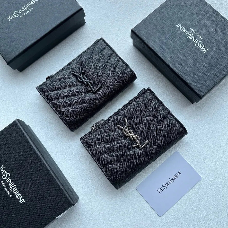 Black Textured  Short Wallet