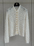 Wavy Textured Mesh Knit Cardigan