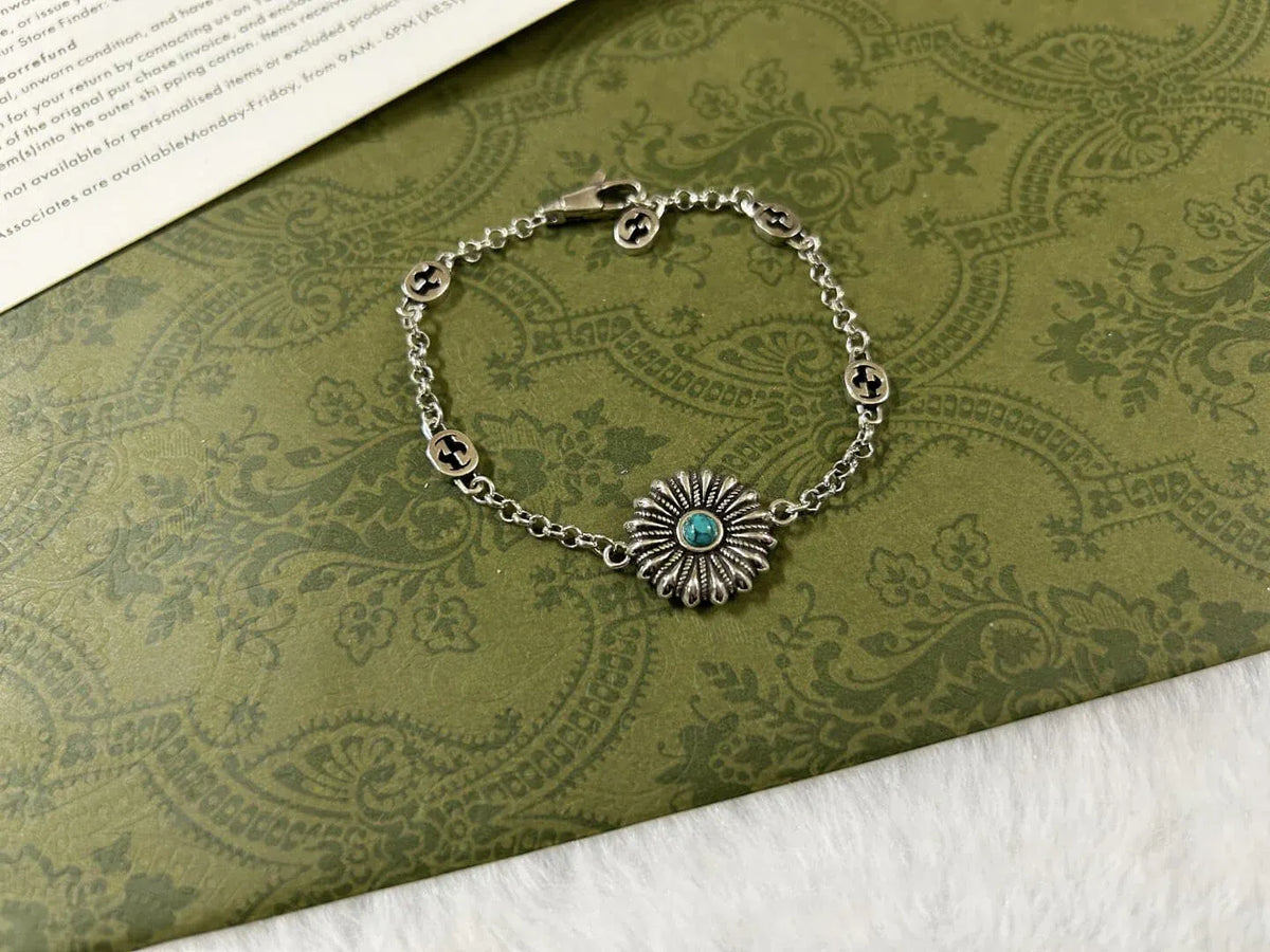 Vintage Turquoise Sunflower Bracelet