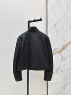 Loose Fit Button Leather Coat