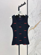Multi Logo Fitted Rib Knit Vest