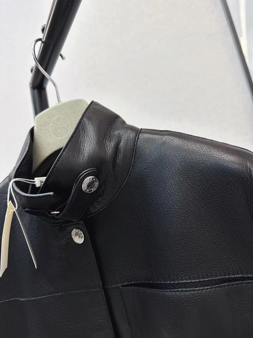Loose Fit Button Leather Coat