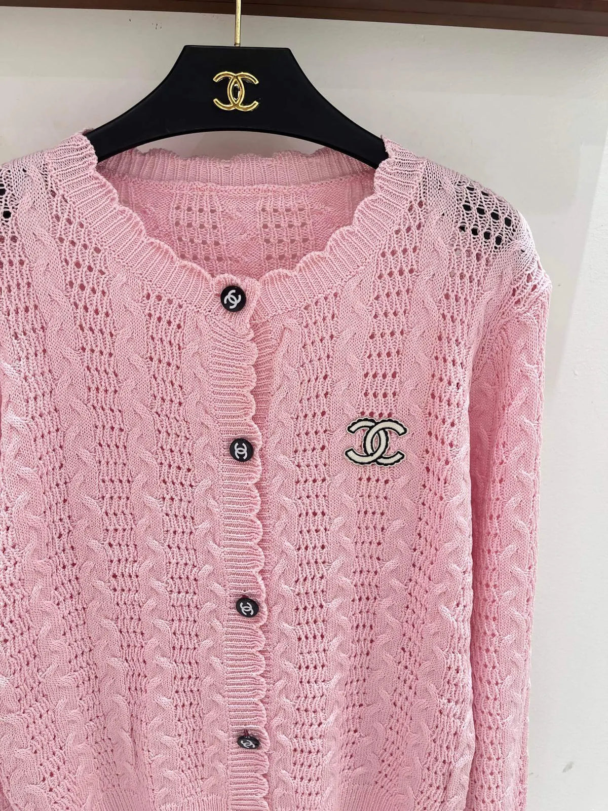 Scalloped Hollow Knit Cardigan