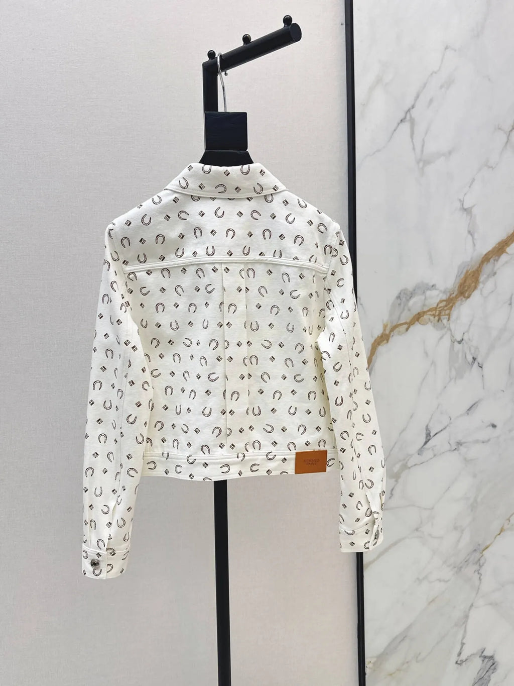 Button Front Printed Crop Jacket