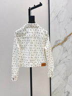 Button Front Printed Crop Jacket