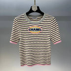 Letter Embroidered Colorful T-Shirt