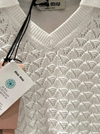 Preppy Collared Hollow Knit Top