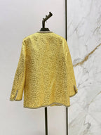 Yellow Textured Round Neck Jacket