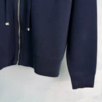 Embroidered Hooded Zip Knit Jacket