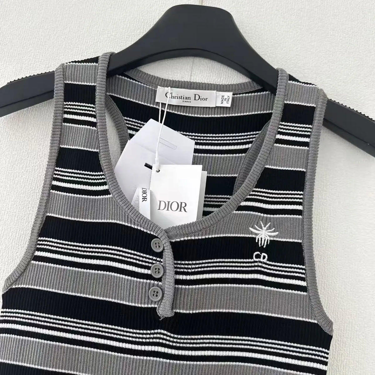 Striped Button Front Tank Top