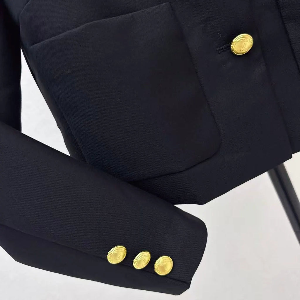 Nautical Collared Cropped Jacket