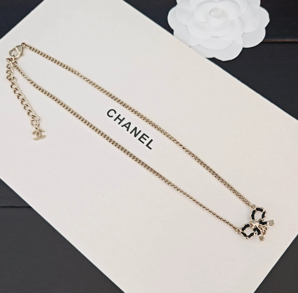 Vintage Black Leather Bow Choker