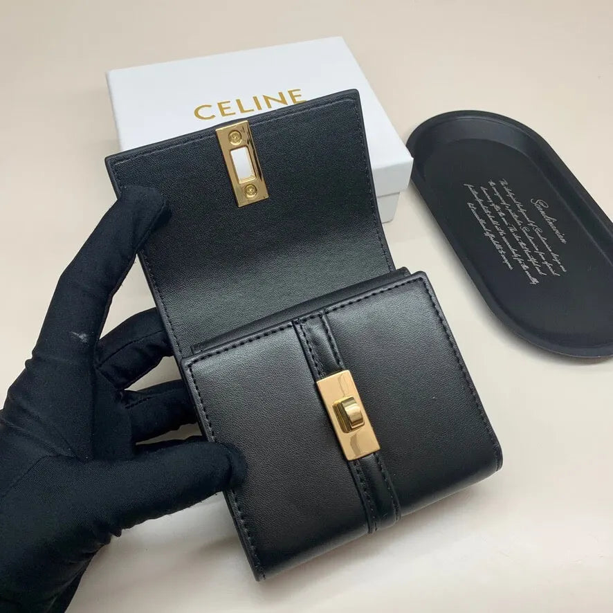 Gold-Buckle Short Wallet