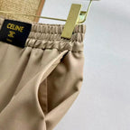 Leather Patch Elastic Waist Shorts