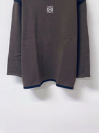 Brown Contrast Collar Knit Top