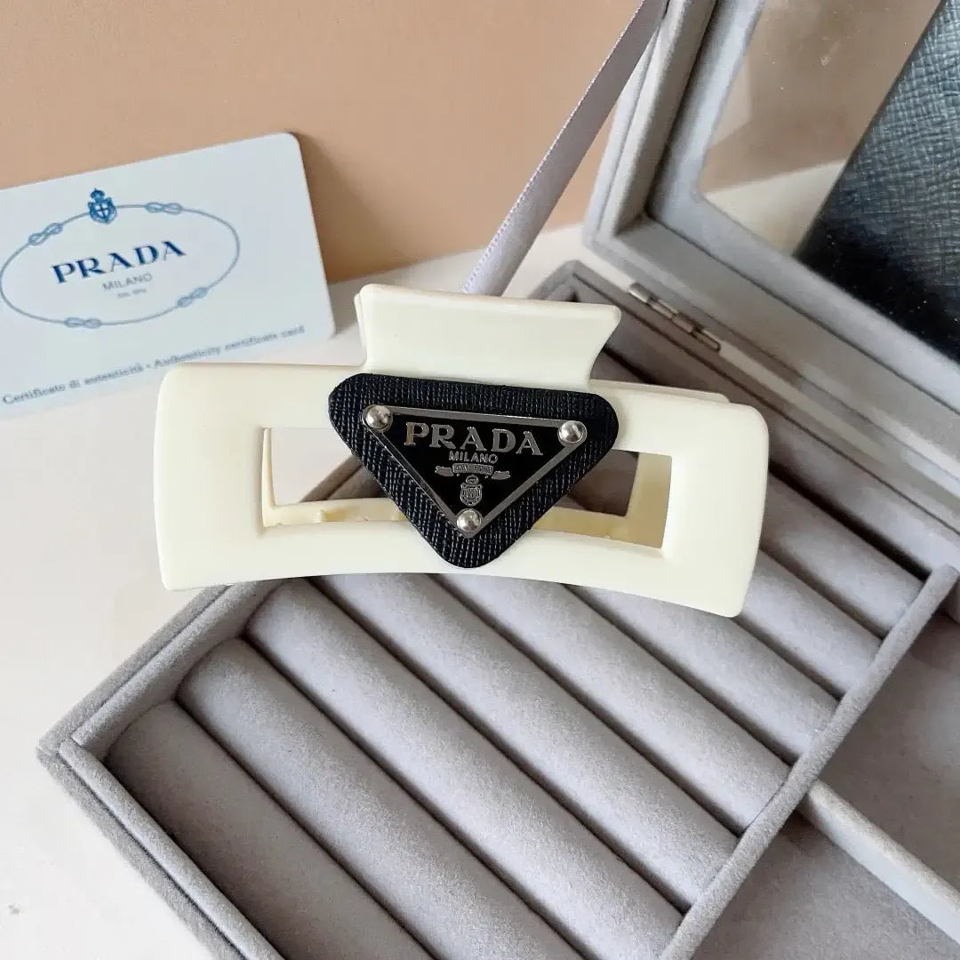 Cream White Square Hair Claw Clip