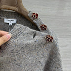 Loose Speckled Heather Crew Neck Knit Top