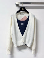 Preppy Fake Two-Piece Cardigan