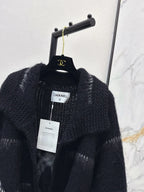 Lapel Mohair Mid-length Cardigan