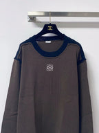 Brown Contrast Collar Knit Top