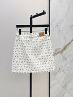 Horseshoe Print Denim Mini Skirt