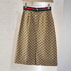 Classic All-Over Print Straight Split Skirt