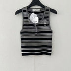 Striped Button Front Tank Top