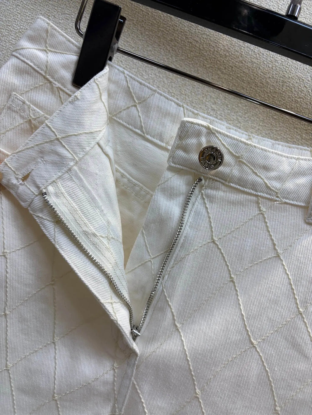 Diamond Stitch Denim Shorts