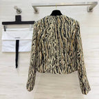 Woven Textured Leopard Short Jacket