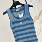 Lyocell Striped Knit Vest