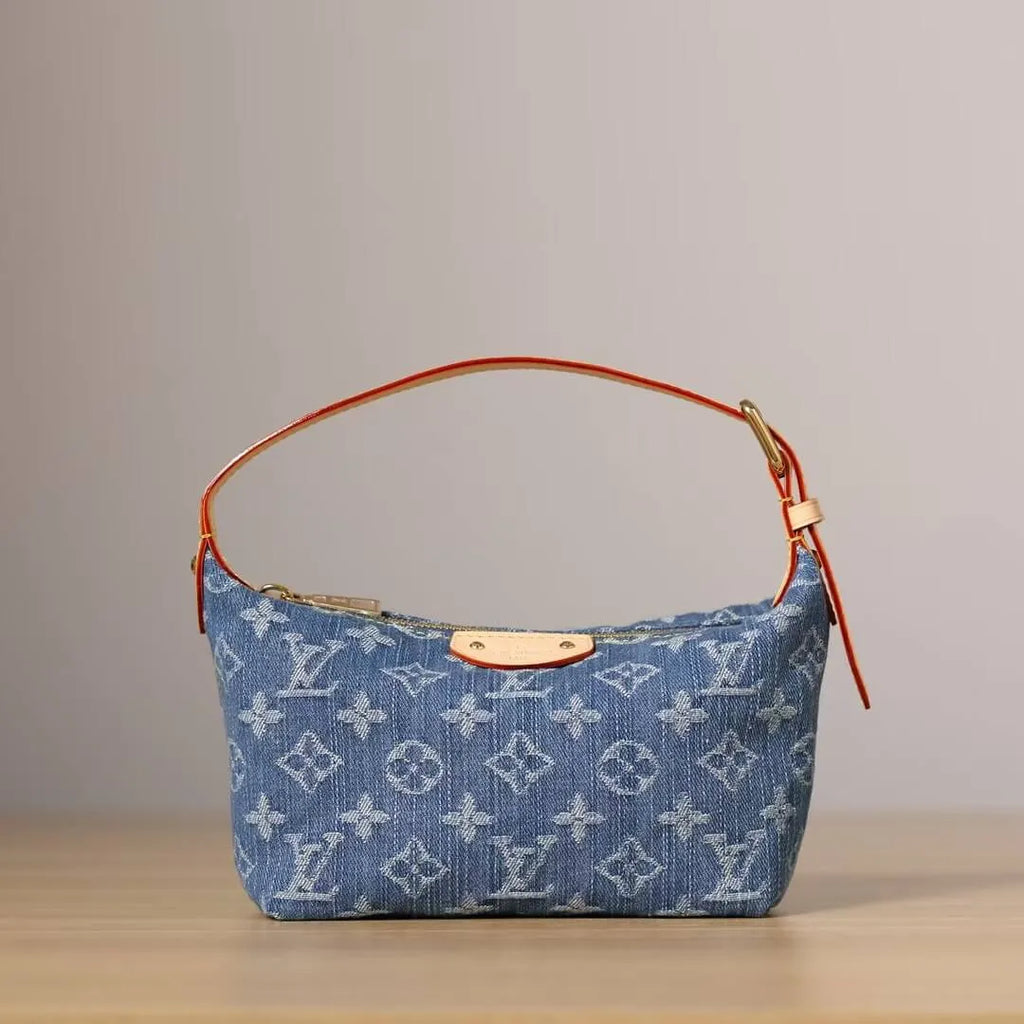 Chic Denim Print Clutch Shoulder Bag