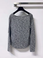 Side Drawstring Heather Knit Long Sleeve