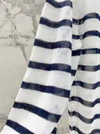 Bow Embroidery Stripe Knit Top