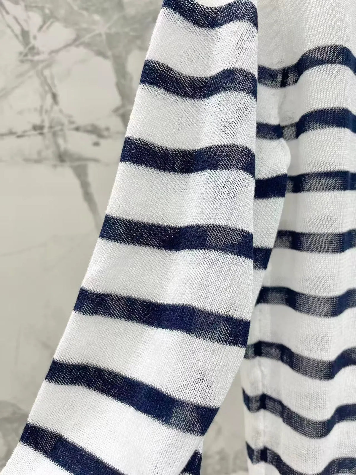 Bow Embroidery Stripe Knit Top