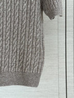 Cable Knit Denim Collar Top